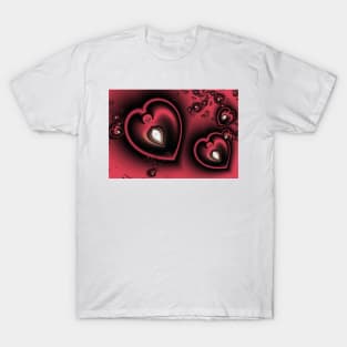 Red Heart Pattern T-Shirt